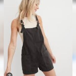 Aerie Black Short Overalls Small